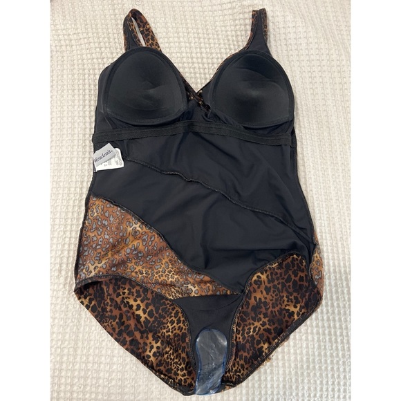 Miraclesuit Swimsuit Women’s 16 Brown Black Animal Print Oceanus One Piece - Picture 9 of 14